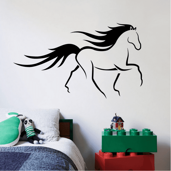 Beautiful Horse Stallion Mare Line Drawing Silhouette Horse Stallion Mare Silhouette Vinyl Wall Art Wall Sticker Wall Decal Farm House Home Boys Room Décoration Design Décor Decal Size (24x40 inch)