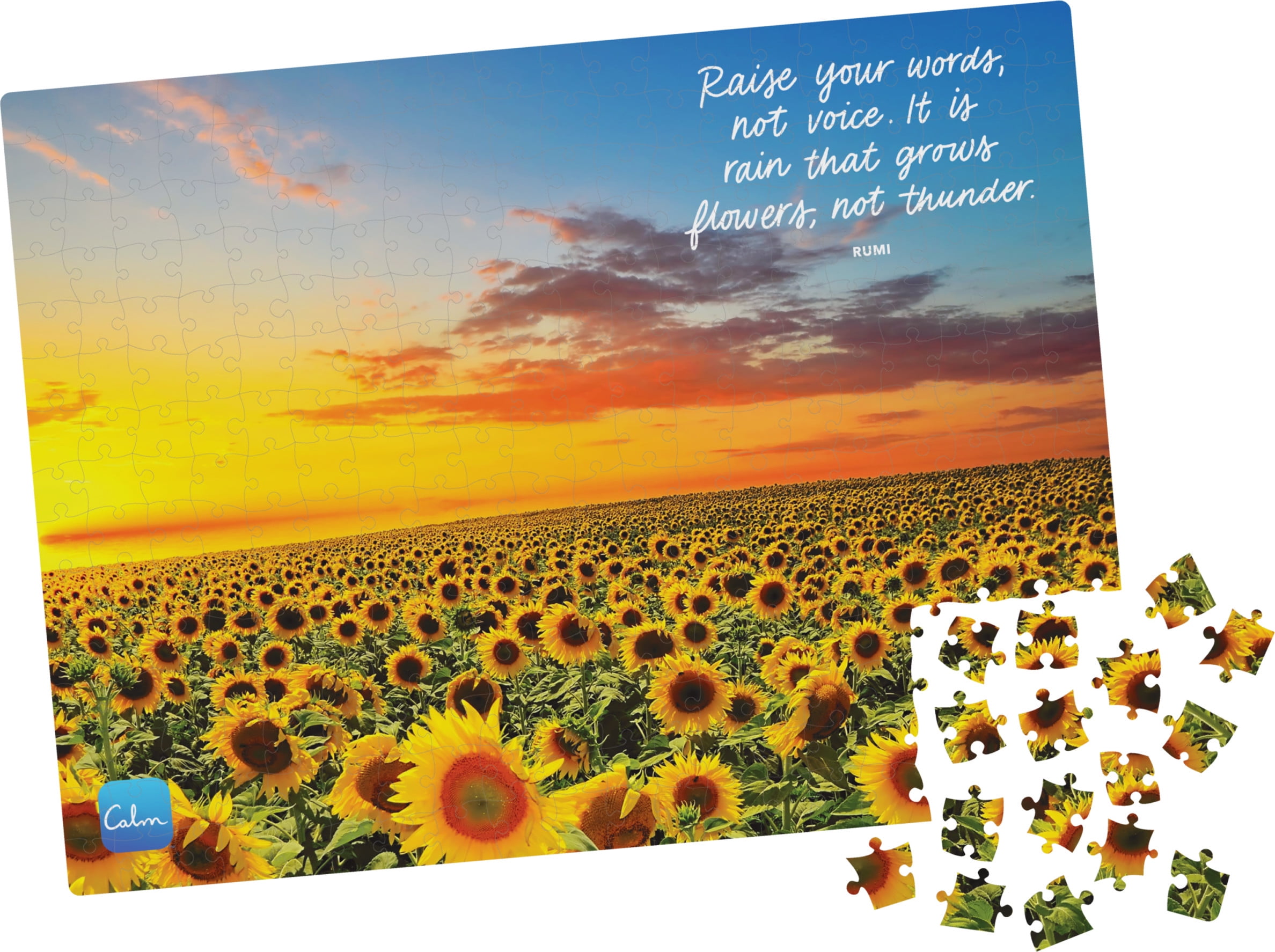 300-Piece Calm Jigsaw Puzzle for Stress Relief, Sunflower Fields