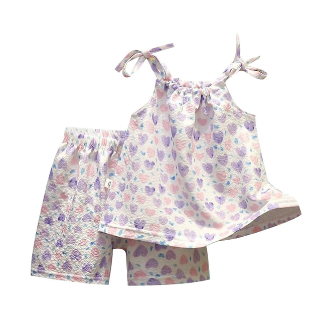Odeerbi 1-6 Años Niñas Verano Pijamas Algodón Camisola Tops Pantalones Cortos Suave Floral Ropa de Dormir Dos Piezas Pijama Conjuntos