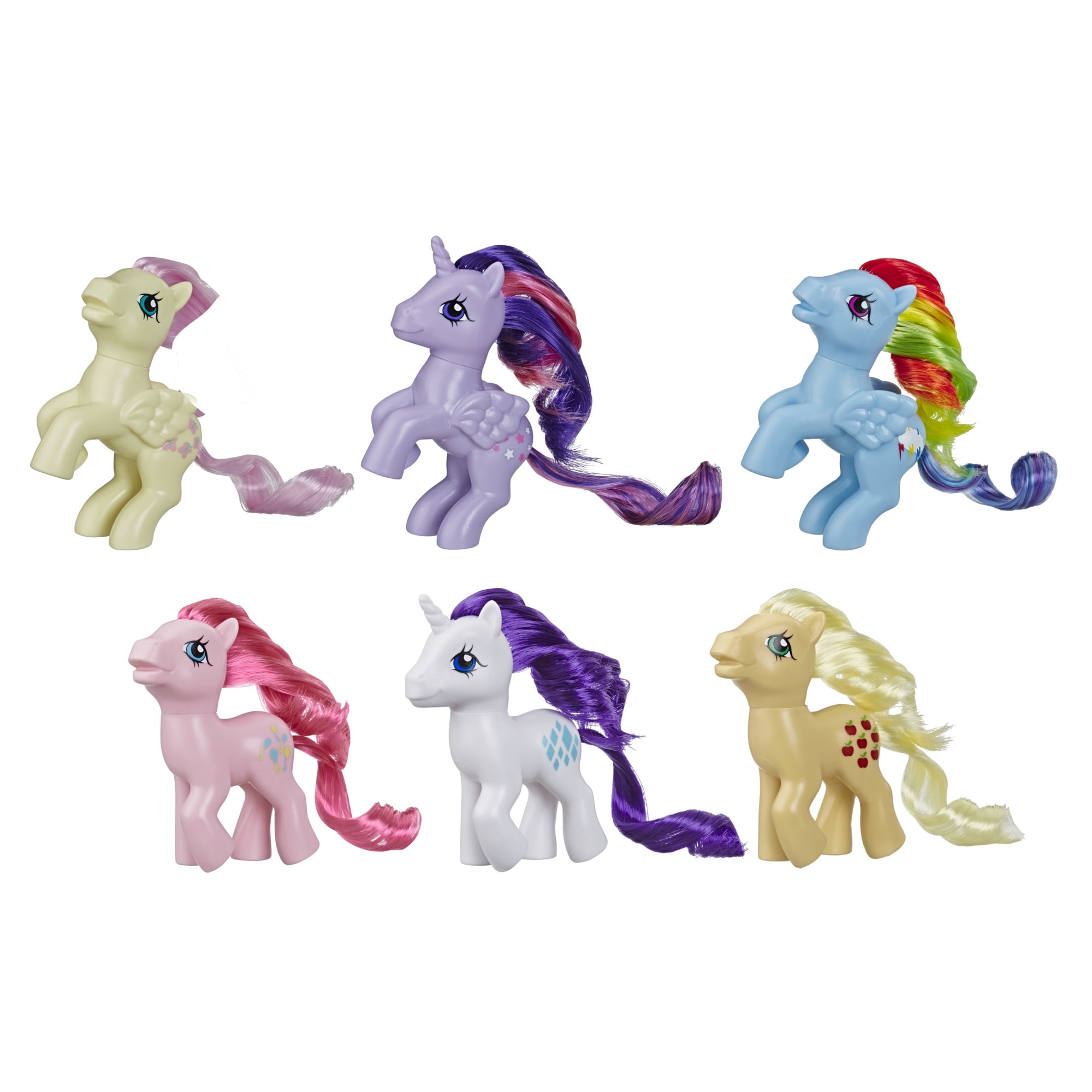 My Little Pony Retro Rainbow Mane 6 80s Inspired Collectable Figures Walmart Com