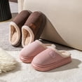 thumbnail image 4 of ZVNAΖH Unisex Plush Lined Slippers Winter Warm Indoor Non-Slip Couples House Shoes Thick Heel Household Slippers for Men Women, 4 of 6