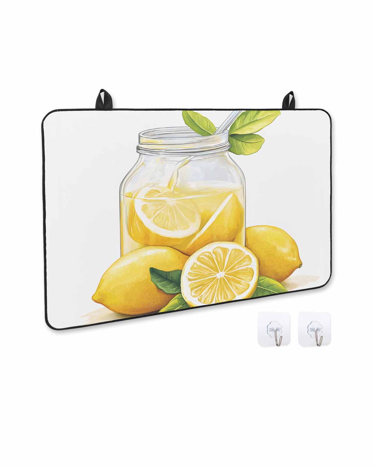 nqOlkjepod Large Induction Cooktop Protector Mat 24"x21", Lemon Stove Top Covers for Electric Stove, Summer Fruit Nature Country Watercolor Yellow Stove Burner Cover Mats, Glass Top Stove Cover