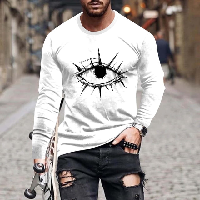 Blusas y camisas de manga larga con cuello redondo para hombre, moda informal, estampado, deportivas, de manga larga, cuello redondo, blusas, camisas para hombre, blusa de poliéster