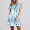 thumbnail image 6 of Summer Sun Dresses for Womens 2026 Plus Size Fashion Print Short-sleeved V-neck Casual Dress, 6 of 7