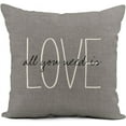 thumbnail image 5 of Set of 4 Linen Throw Pillow Covers 16x16 Inch Rustic Gray Happily Home Love Family Home Decor Pillowcase Square Cushion Cover for Sofa Bed Couch, 5 of 6