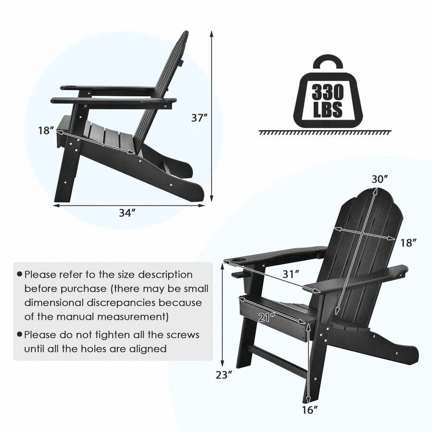 Adirondack Chair Outdoor Fire Pit Chairs, HDPE Weather Resistant Patio Chair For Outside Campfire,Deck, Garden, Yard, Lawn Furniture Porch And Lawn Seating Composite Chairs, Black