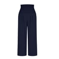 thumbnail image 6 of Lmnyox Women's Palazzo Pants Solid Color Wide Leg High Waist Pants Baggy Travel Pull-on Trousers with Pockets, 6 of 9