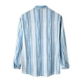 thumbnail image 3 of Camisas Y Playeras Camisa informal con estampado de rayas de empalme de otoño para hombre Camisa de manga larga con cuello vuelto Blusa (Light Blue, M), 3 of 7