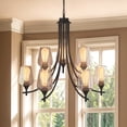 thumbnail image 2 of ModFusion 9-Light Chandelier Lamp with Clear Glass Lampshade & Adjustable Chain Height, Modern Pendant Ceiling Light Fixture with E26 Bulb Compatible, Black, 2 of 9