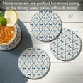 thumbnail image 6 of Thirstystone Blue Bows 4-Pack Round Stone Coasters, 6 of 7