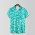 thumbnail image 4 of Rggeeun Men's Shirts Male Carnival Fashion Sequins Short Sleeve Lapel Button Down Shirt Top Classic, 4 of 5