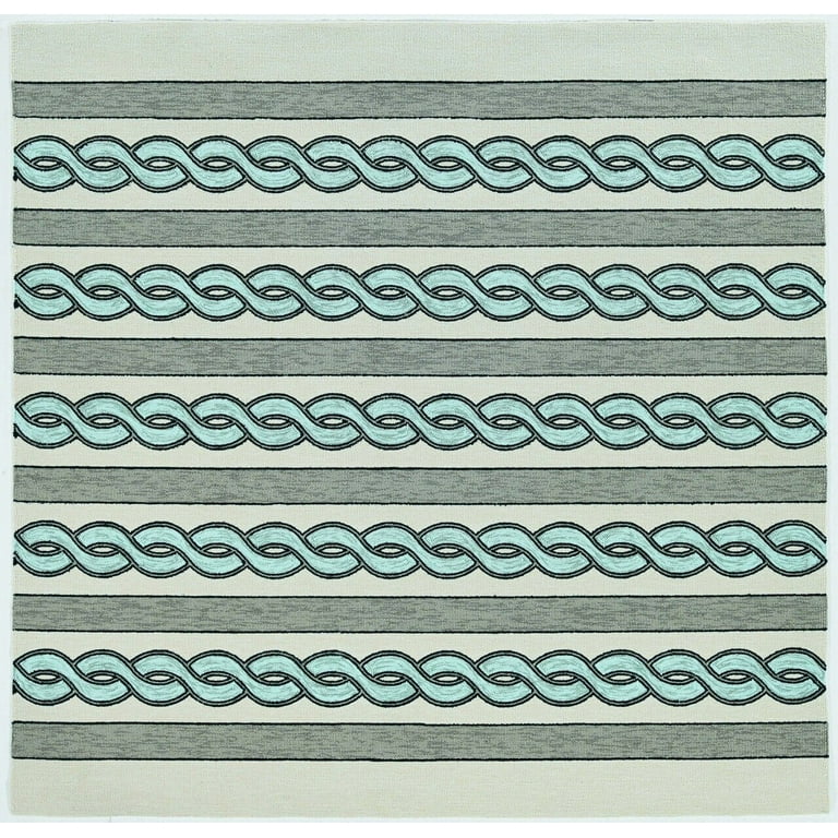 5'X7' Ivory Spa Hand Hooked Uv Treated Cable Stitch Indoor Outdoor Area Rug 5'X7' Ivory Spa Hand Hooked Uv Treated Cable Stitch Indoor Outdoor Area Rug