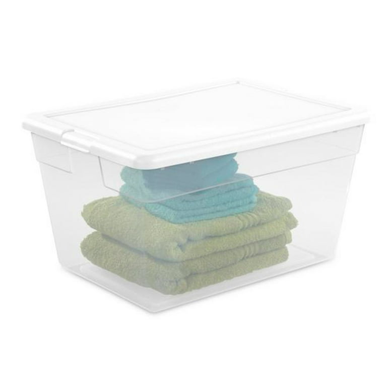 Sterilite Lidded 56 Quart Clear Bin Home Storage Box Tote Container (16 Pack)
