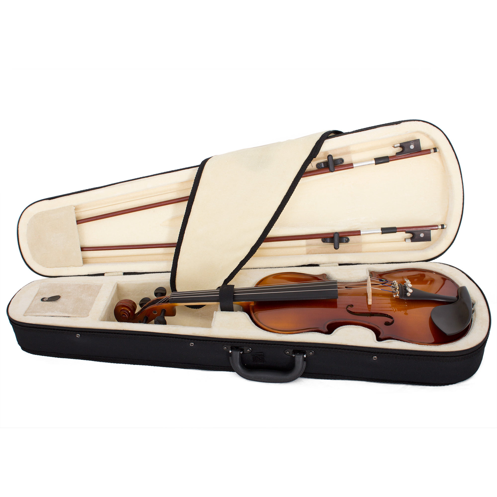 Cecilio CVN-320L Ebony Fitted Solid Wood Left-Handed Violin with Tuner and Lesson Book Size 3//4