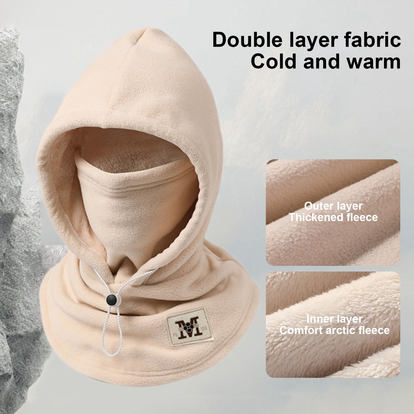 YIFAEUX Winter Balaclava Windproof Ski Face Cushion Fleece Neck Warmer for Men Women Double-Layer Thermal Headgear for Skiing Cycling Climbing