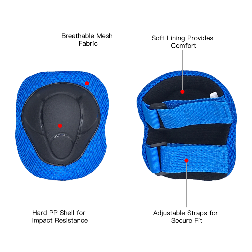 shownicer Skate Protective Gear Set 6 in 1 Knee Pads Elbow Pads Wrist Guards for Kids Teens Adult Skateboard Cycling Biking Bicycle Scooter Skating Cycling Bicycle Rollerblading BMX Riding Sports