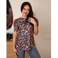 thumbnail image 4 of Blusa Zeagoo elegante con mangas abullonadas con estampado floral para mujer, 4 of 5
