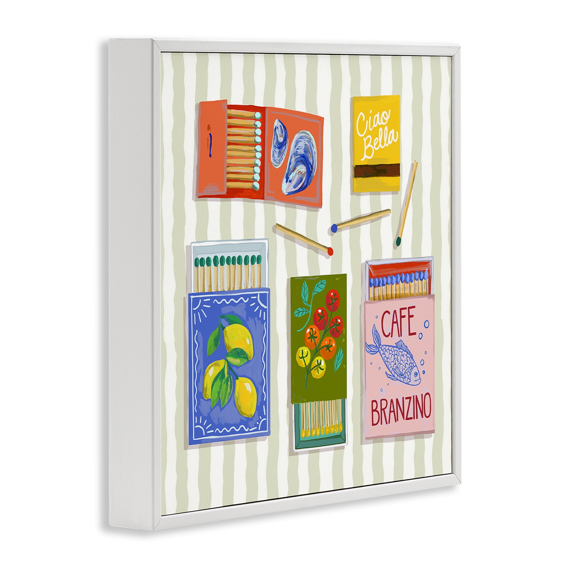 Stupell Industries Ciao Bella Seaside Matchboxes White Framed Giclee Art, design by Rachel Nerney