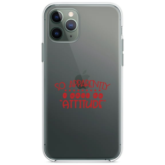 DistinctInk Clear Shockproof Hybrid Case for iPhone 11 (6.1" Screen) - TPU Bumper Acrylic Back Tempered Glass Screen Protector - So Apparently I Have An Attitude - Red