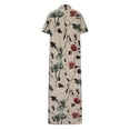 thumbnail image 5 of Women's Summer Cotton Linen Dresses Short Sleeve Tunic Shirt Dress Casual Loose Midi Dresses 2023 Summer Boho High Waist Beach Long Dresses, 5 of 6