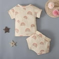 thumbnail image 4 of Odeerbi Baby Boy Girl Clothes Toddler Outfit Short-sleeve Rainbow Cactus Print Top Shorts Children Two-piece Set Pink, 4 of 7