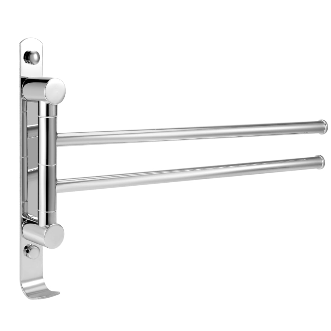 Unique Bargains Home 201 Stainless Steel Bathroom Towel Rail Bars 2 Bar Folding Arm Hanger
