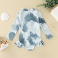thumbnail image 4 of ASFGIMUJ Toddler Swimsuit Girl Long Sleeve Rashguard Summer Ruffles Colour Tie Dye Gradient Prints One Piece Swimwear Beach Bikini Baby Bathing Suit Girl,Size 2 Years-3 Years, 4 of 4