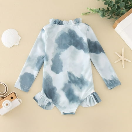 

Gubotare Summer Toddler Girls Long Sleeve Ruffles Colour Tie Dye Gradient Prints 1 Piece Swimwear Beach Girls Bathing Suits 16 Gray 3-4 Years