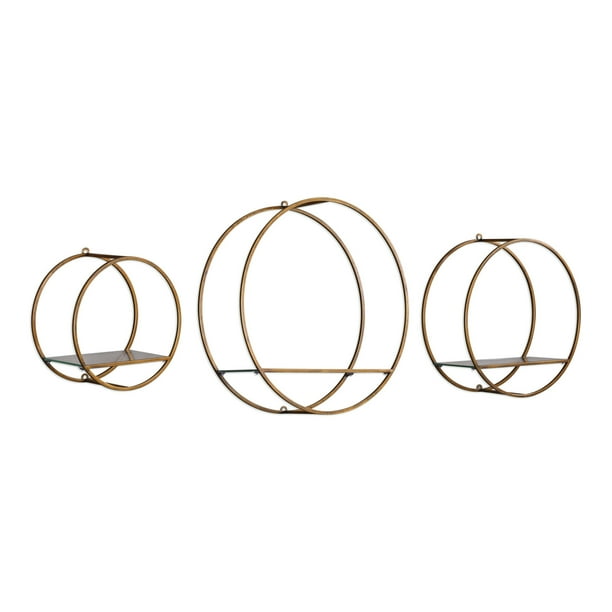 Uttermost 04117 Ellison Three Piece Metal Frame Wall Shelving Set By David Frisch Com - Gold Quatrefoil Metal Wall Shelf Uttermost 04117 Ellison Three Piece Metal Frame Wall Shelving Set By David Frisch Com - Gold Quatrefoil Metal Wall Shelf