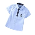thumbnail image 6 of UACY Kids Boys Collared Short Sleeve Button Down Shirts Formal Dress Shirts School Uniform Blouse Casual Tops (Blue, 11-12 Years), 6 of 9