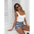 thumbnail image 3 of Beautyin Women Wide Straps Tank Top with Square Neck Slim Short Cami, 3 of 6