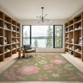 thumbnail image 2 of ODIKA 9'x12' Olive Pink Blossom Harmony Vintage Floral Washable Area Rug Charming 70s Inspired Design with Elegant Motifs Low Pile, Flatwoven, for Great Room, Indoor Concept, Large Living, 2 of 7