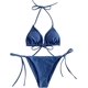 thumbnail image 1 of Traje de baño para mujer, conjunto de bikini triangular, con lazo lateral, ropa de playa Azul marino CH Azul marino CH Xishao ropa, 1 of 2