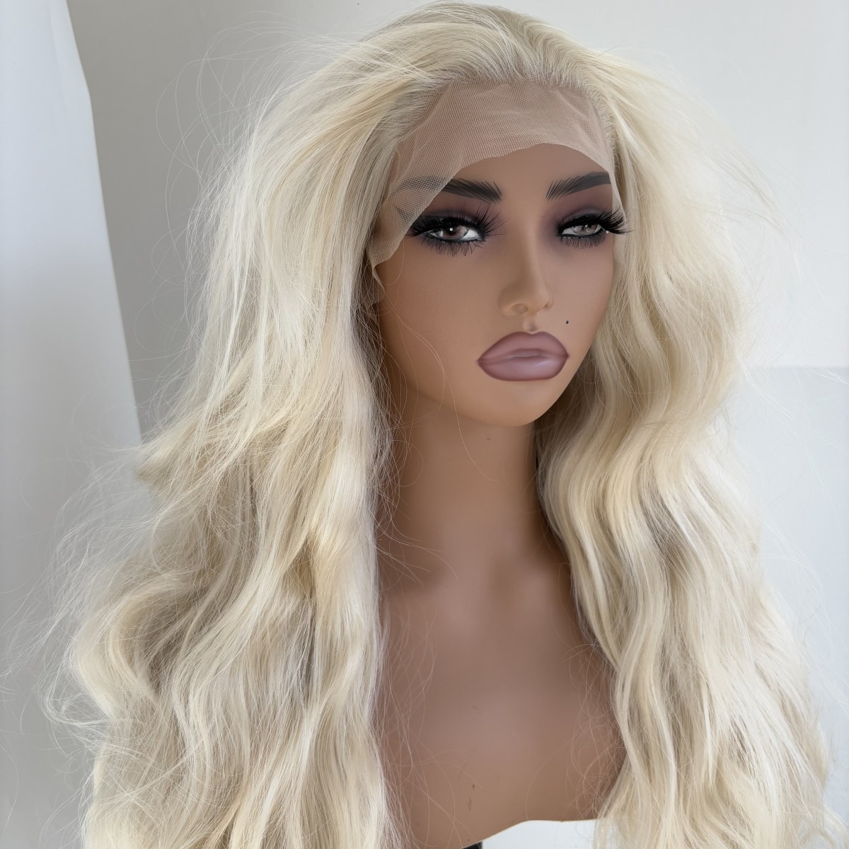 MISSWEN 26 inch Lace Front Wig Bleach Blonde Daily Wear Heat Safe Fiber Hair Women Long