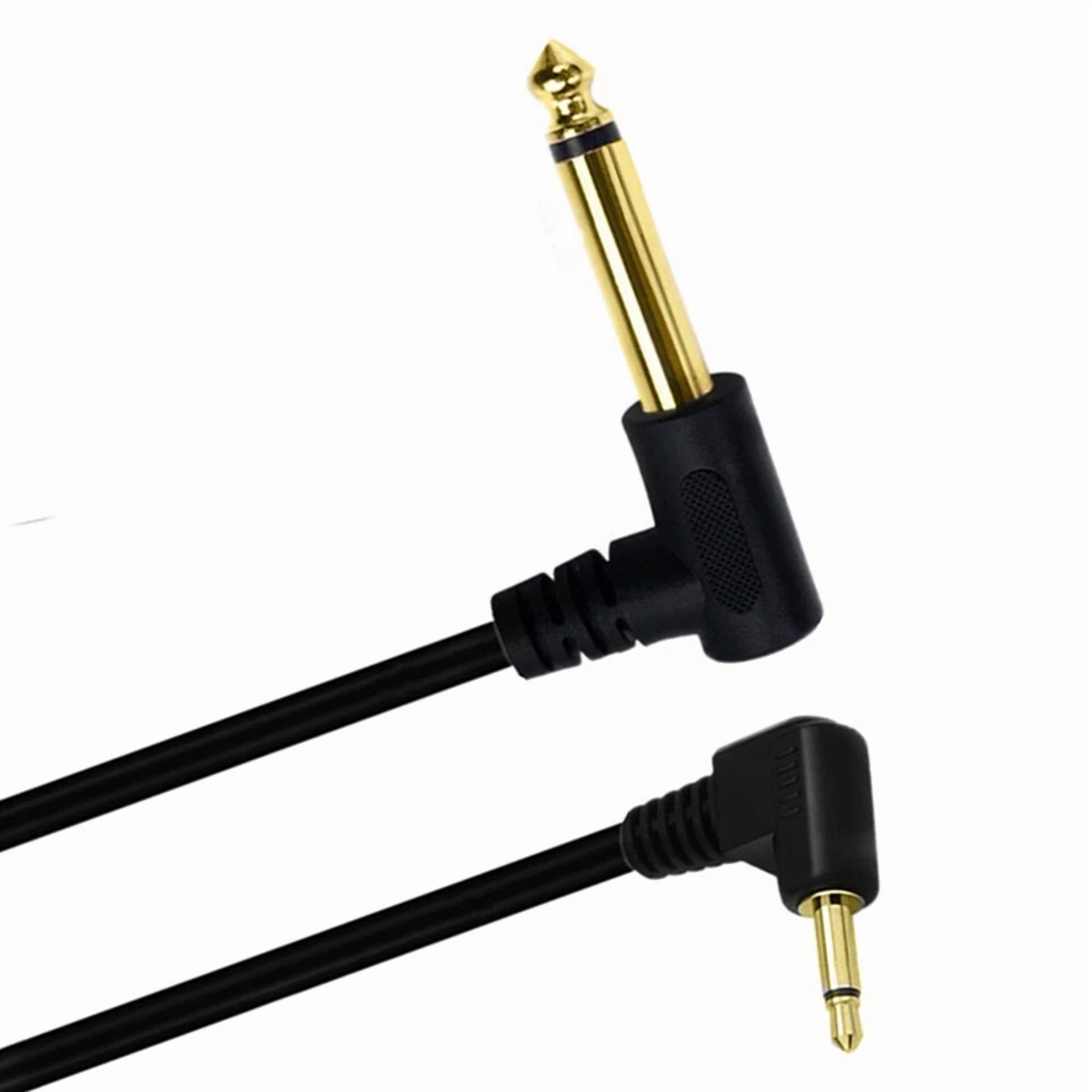 CRESTIN- 2X 6.35Mm 1/4" Male To 3.5Mm 1/8" Ts Mono Male Angle Adapter Audio Guitars Cable