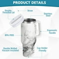 thumbnail image 3 of JSTEL White Marble Modern 30 oz Tumbler Stainless Steel Water Bottle Vacuum Insulated Cup with Straw Lid & Handle For Travel Car Cup Holder, 3 of 8