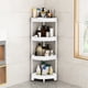 thumbnail image 5 of Organizador de estante de esquina para baño beige, 4 niveles desmontables, ruedas con orificios de drenaje, sin perforación, 5 of 6