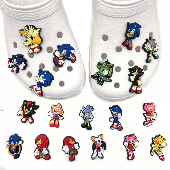 Shoe Charms 20pcs Sonic hedgehog Sonic Hole shoes shoe buttons soft PVC croc shoes shoe buttons accessories