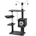 thumbnail image 2 of Finether 53.1" Muti-Tier Dark-Gray Cat Tree Towel, Cat Play Furniture with Sisal Covered Scratching Posts, Playhouse with Perches, Platforms, and Basket for Kitten to Climb, Play&Chase, 2 of 4