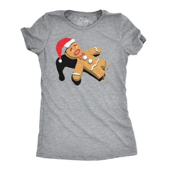 Womens Half-Eaten Gingerbread T Shirt Funny Christmas Cookies Tee Womens Graphic Tees