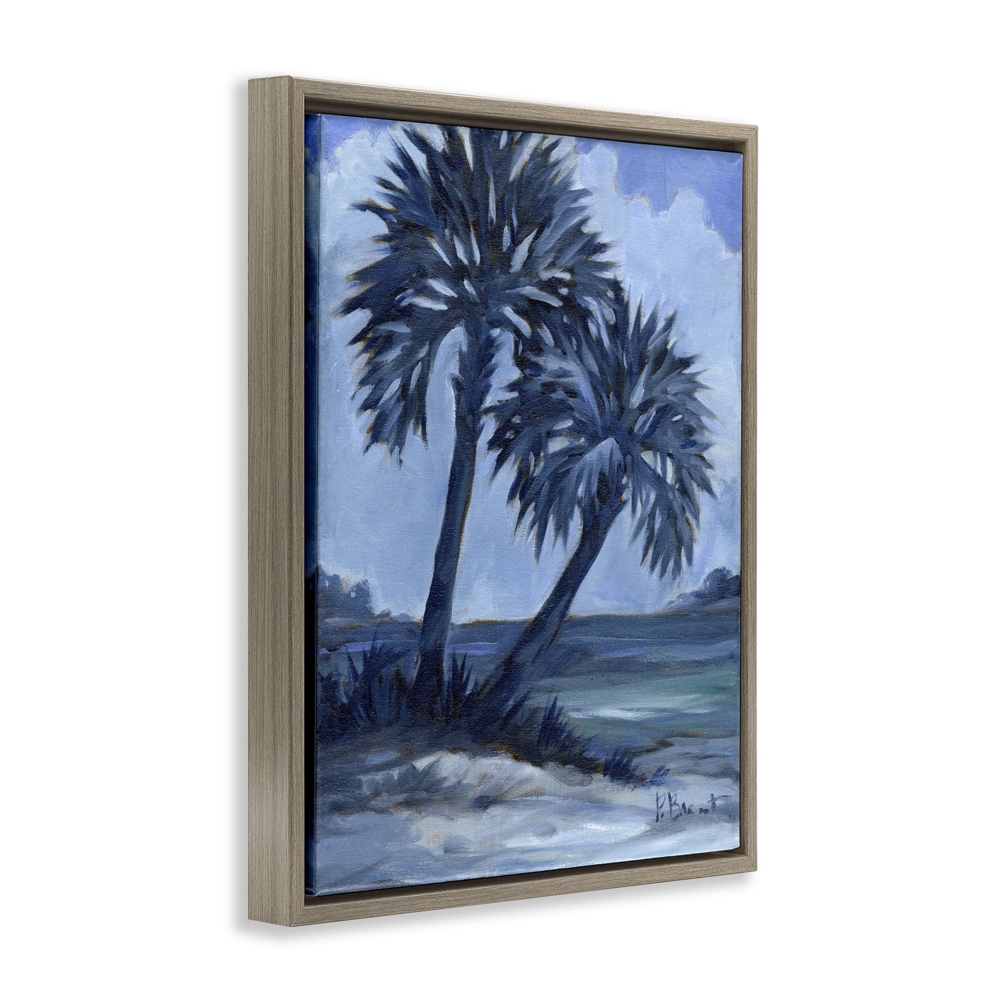 Stupell Industries Impressions Of Palms Landscape & Nature Painting Brown Floater Framed Canvas Art Print Wall Art, 17 x 21