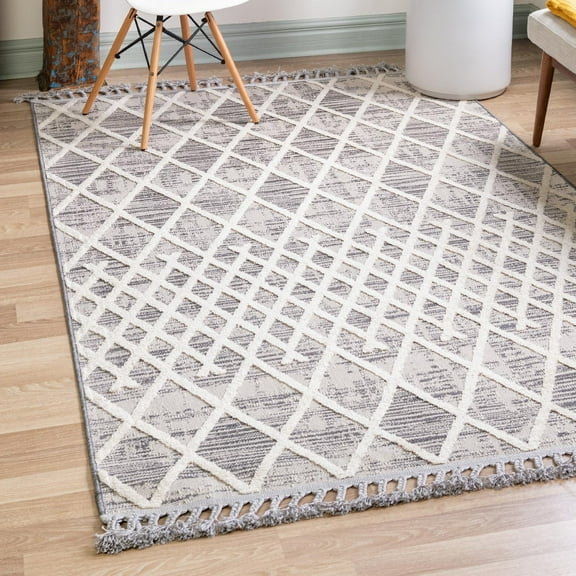 Unique Loom Arlo Collection Area Rug - Cy (4' x 6' Rectangle Gray/Ivory)