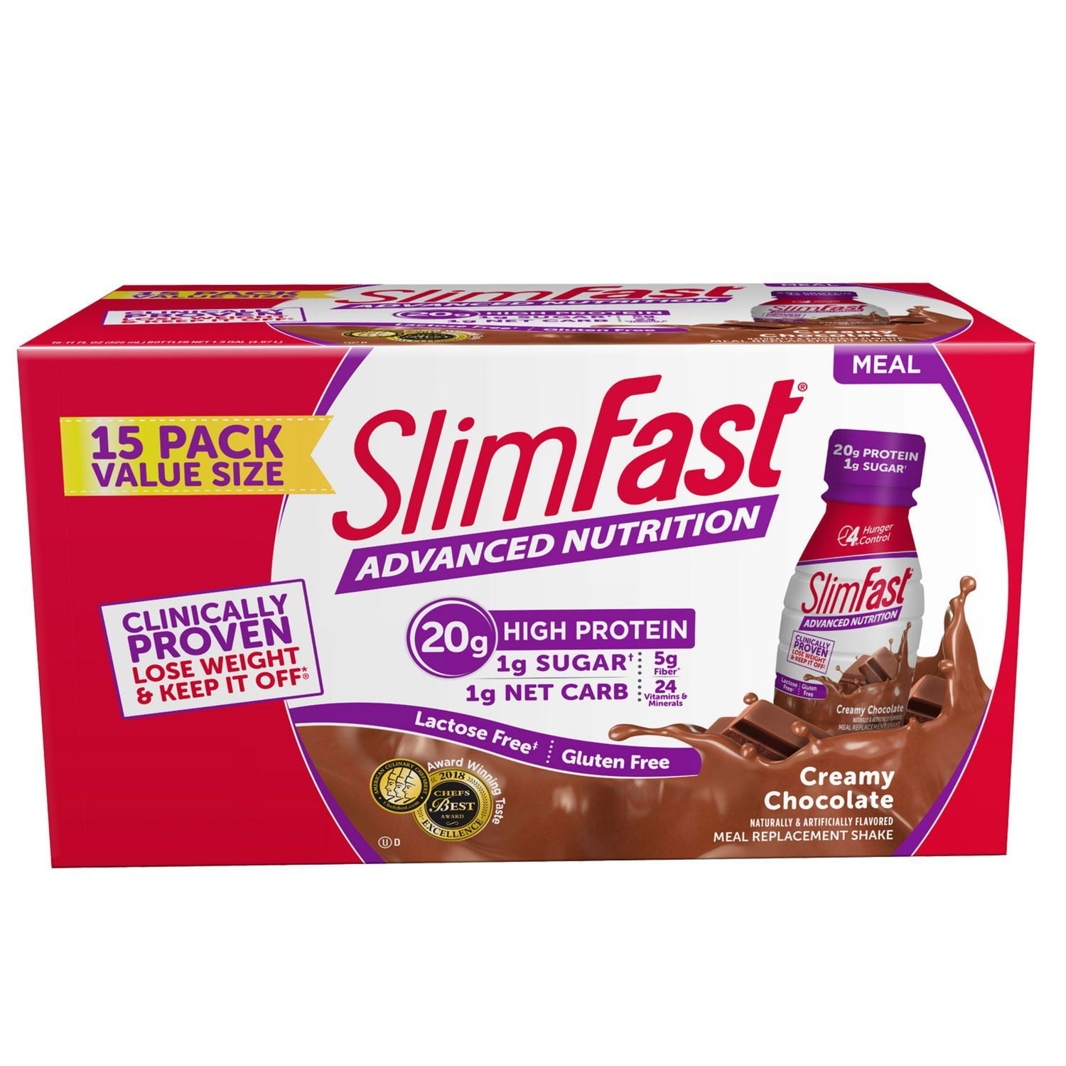 SlimFast Advanced Creamy Chocolate High Protein Ready to Drink Meal Replacement Shakes (11 fl