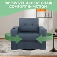 thumbnail image 4 of Tabaray Swivel Accent Chair, Recliner Armchair, Modern Round Barrel Chair with Storage Pocket, Single Sofa with Cup Holder and Cushion for Living Room, Bedroom, Guest Room, Office, 4 of 9