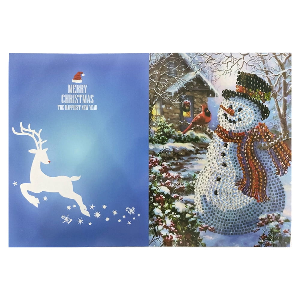 Merry Christmas Cards DIY Diamond Painting Handmade Card Round Drill