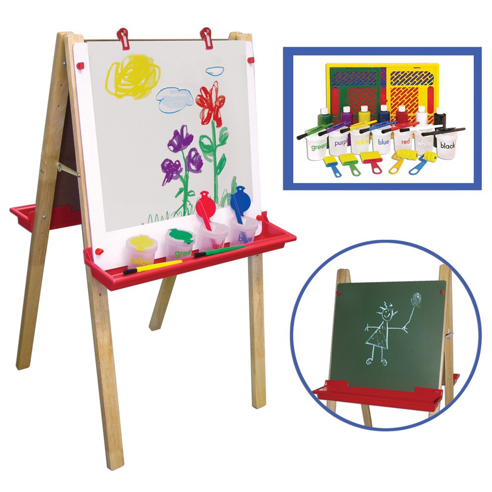 ECR4KIDS Adjustable 2 Sided Floor Easel with Paint Set