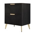 thumbnail image 3 of Home Design Everett Nightstand with Velvet Drawer Front and Gold-Tone Legs, Black, Easy Assembly, 3 of 5