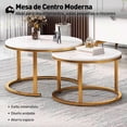 thumbnail image 3 of Set de 2 Mesas de Centro Circulares Bluelander con Soportes de Acero, Blanco/Dorado, 3 of 5