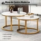 thumbnail image 3 of Set de 2 Mesas de Centro Circulares Bluelander con Soportes de Acero, Blanco/Dorado, 3 of 5