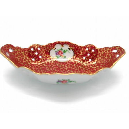 GENL Victorian Antique Dish Jewelry Box Antique Red